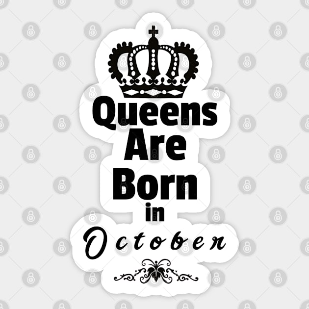 Queens Are Born in October Sticker by Purple Canvas Studio